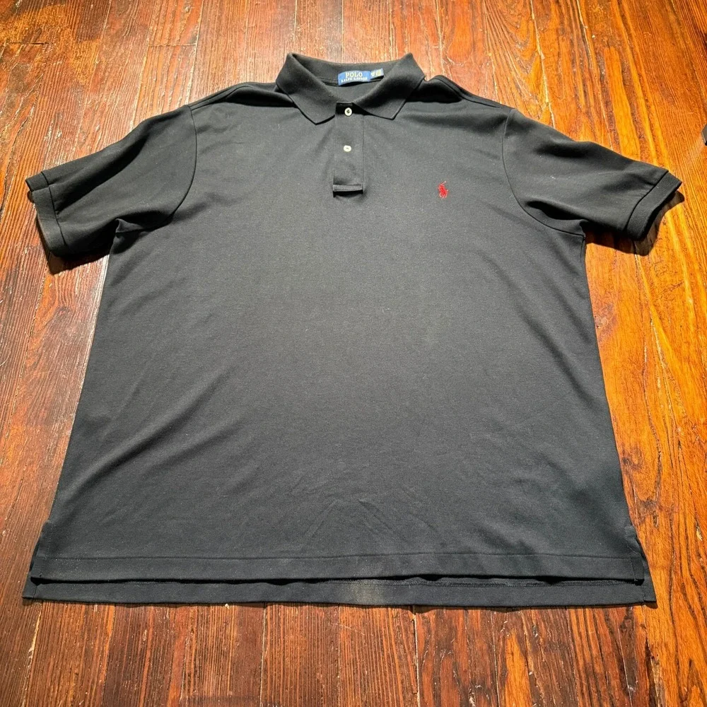Polo Ralph Lauren Polo Shirt Mens 2XB Black‎ Cotton Red Pony Golf Preppy